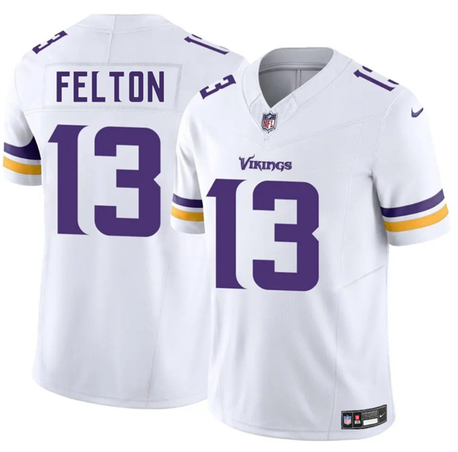 Men's White Minnesota Vikings #13 Tai Felton 2025 Draft F.U.S.E. Vapor Untouchable Limited Stitched Jersey